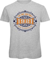 1921 The One And Only | Feest Kado T-Shirt Heren - Dames | Donker Blauw - Goud | Perfect Verjaardag Cadeau Shirt | Grappige Spreuken - Zinnen - Teksten | Maat L