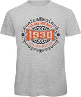 1930 The One And Only | Feest Kado T-Shirt Heren - Dames | Antraciet - Oranje | Perfect Verjaardag Cadeau Shirt | Grappige Spreuken - Zinnen - Teksten | Maat S