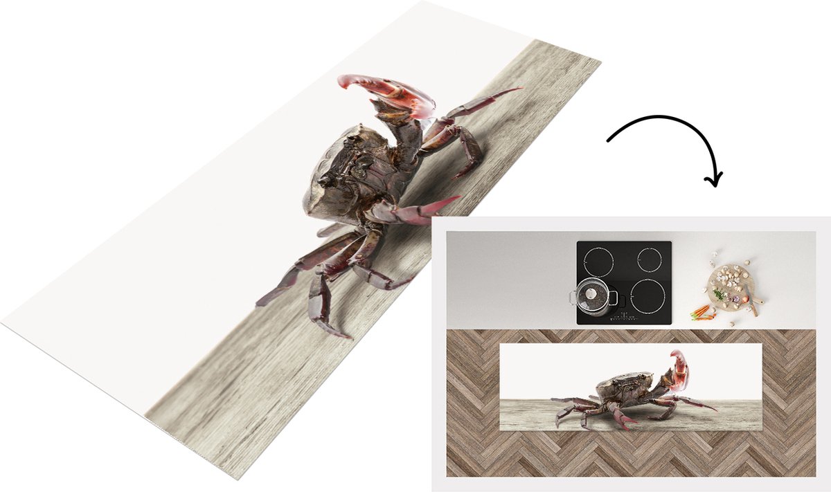 KitchenYeah Keukenloper - Loper keuken - Babykamer - Mr. Krab - 180x60 cm - Keukenloper vinyl Multicolor