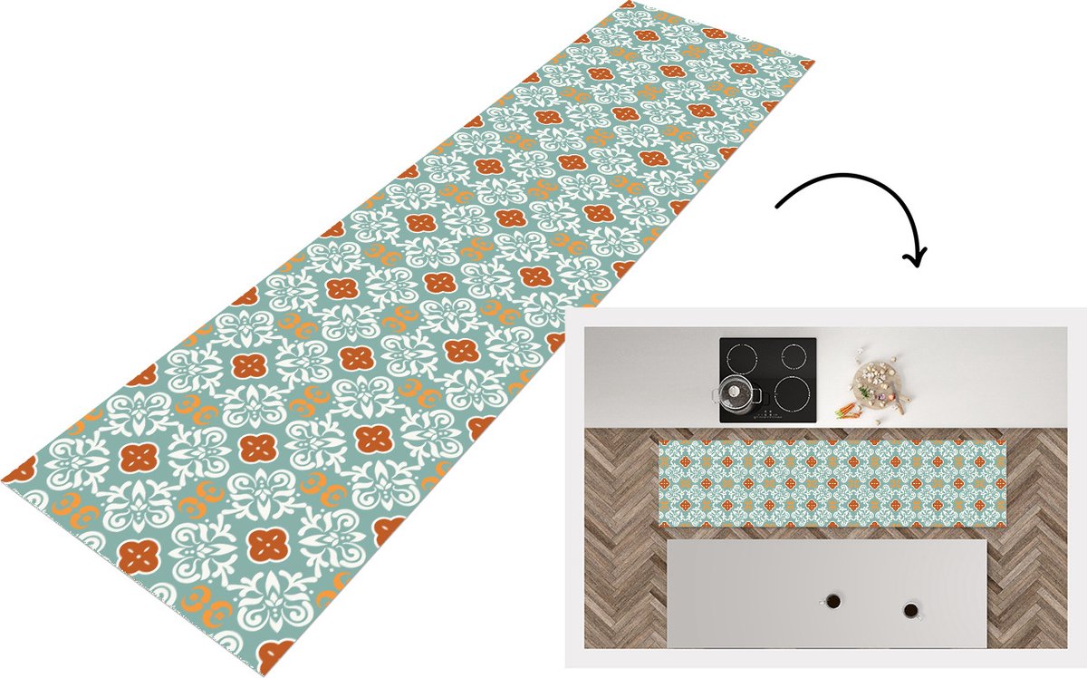 KitchenYeah Keukenloper - Loper keuken - Patronen - Bloemen - Abstract - 200x50 cm - Keukenloper vinyl Multicolor