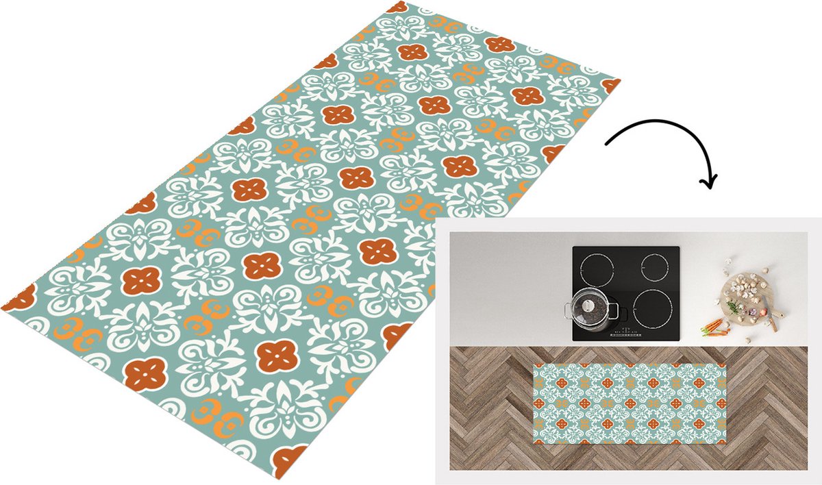 KitchenYeah Keukenloper - Loper keuken - Patronen - Bloemen - Abstract - 120x50 cm - Keukenloper vinyl Multicolor