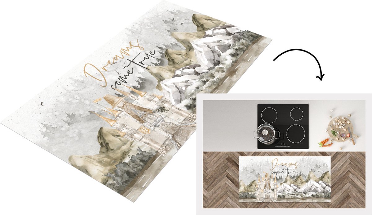 KitchenYeah Keukenloper - Loper keuken - Quotes - Dreams come true - Spreuken - 120x60 cm - Keukenloper vinyl Multicolor
