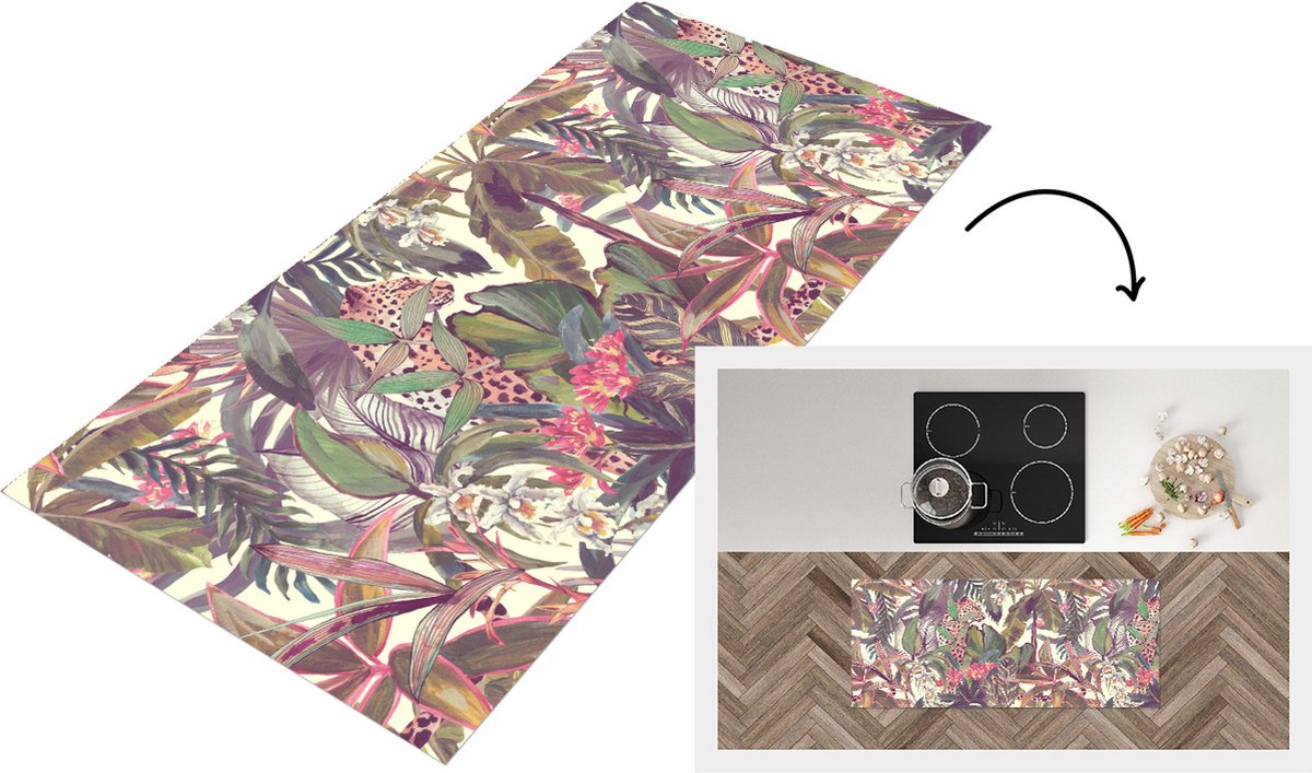 KitchenYeah Keukenloper - Loper keuken - Jungle - Panter - Patronen - 120x50 cm - Keukenloper vinyl Multicolor