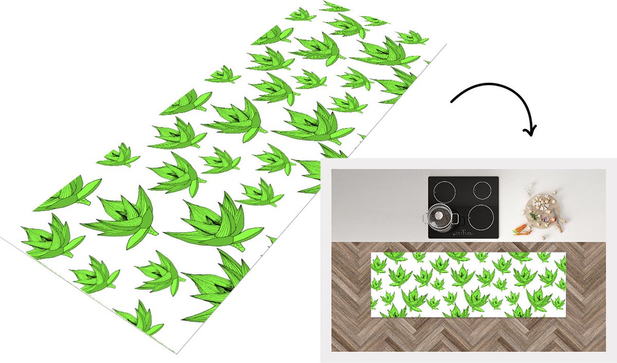 KitchenYeah Keukenloper - Loper keuken - Aloë Vera - Patronen - Planten - Keukenloper vinyl multicolor, foto 6