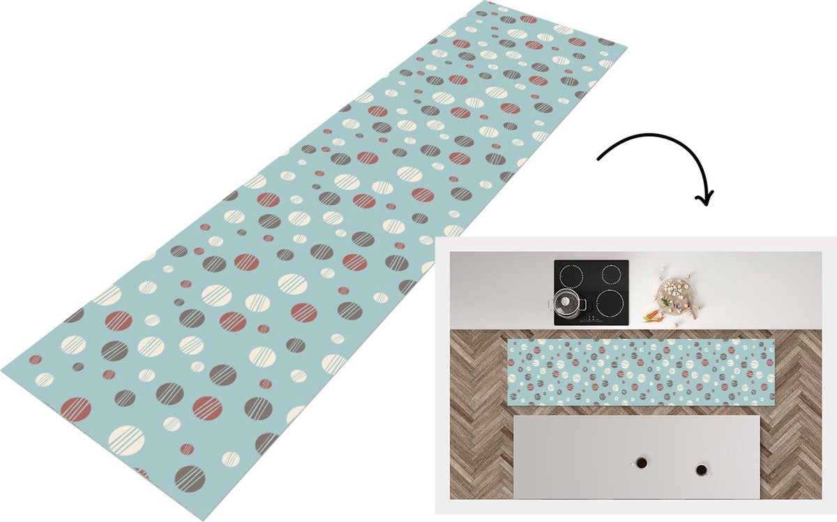 KitchenYeah Keukenloper - Loper keuken - Stippen - Patronen - Pastel - 240x60 cm - Keukenloper vinyl Multicolor