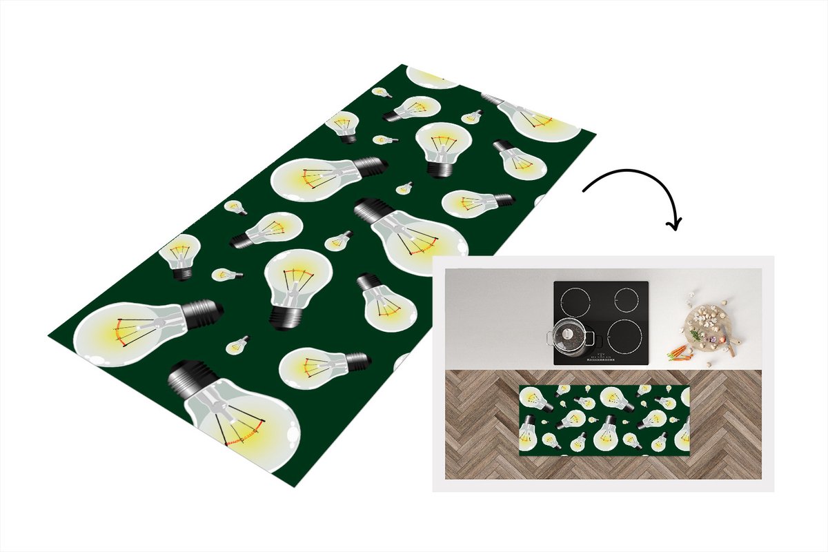 KitchenYeah Keukenloper - Loper keuken - Lampen - Patronen - Licht - 120x50 cm - Keukenloper vinyl Multicolor