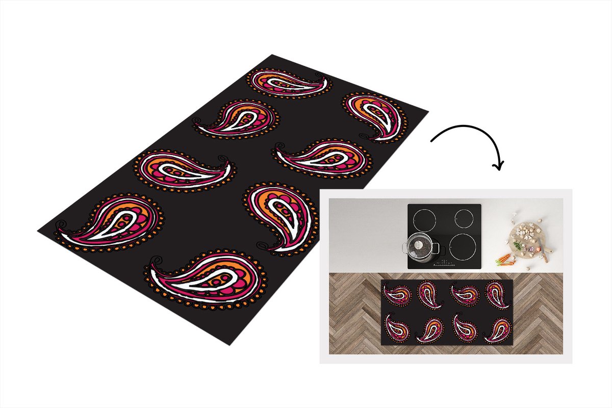 KitchenYeah Keukenloper - Loper keuken - Retro - Bandana - Patroon - 120x60 cm - Keukenloper vinyl Multicolor
