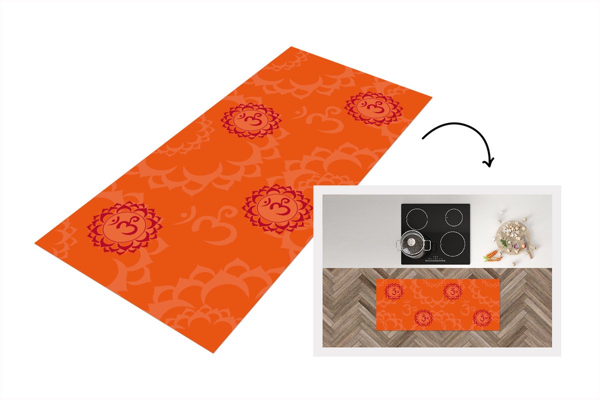 KitchenYeah Keukenloper - Loper keuken - Zen - Patronen - Yoga - 120x50 cm - Keukenloper vinyl Multicolor
