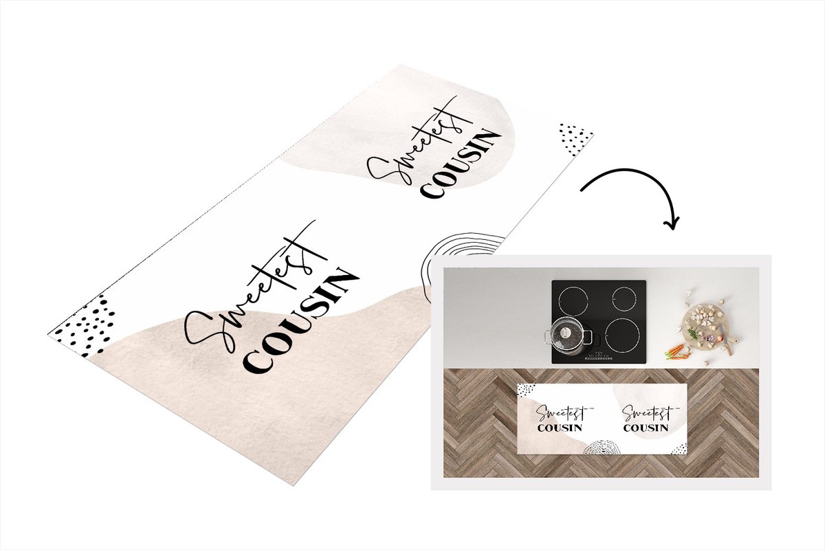 KitchenYeah Keukenloper - Loper keuken - Quotes - Love - Familie - Cousin - 120x50 cm - Keukenloper vinyl Multicolor