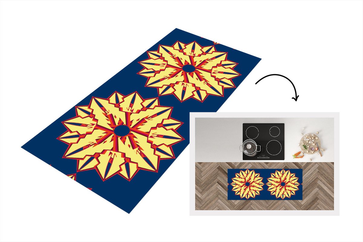 KitchenYeah Keukenloper - Loper keuken - Sterren - Patronen - Abstract - 120x50 cm - Keukenloper vinyl Multicolor