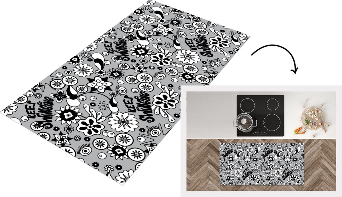 KitchenYeah Keukenloper - Loper keuken - Bloemen - Patronen - Quotes - 120x60 cm - Keukenloper vinyl Multicolor