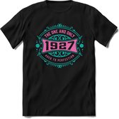 1927 The One And Only | Feest Kado T-Shirt Heren - Dames | Cobalt - Licht Roze | Perfect Verjaardag Cadeau Shirt | Grappige Spreuken - Zinnen - Teksten | Maat 3XL