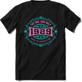 1929 The One And Only | Feest Kado T-Shirt Heren - Dames | Cobalt - Licht Roze | Perfect Verjaardag Cadeau Shirt | Grappige Spreuken - Zinnen - Teksten | Maat S