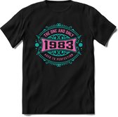 1983 The One And Only | Feest Kado T-Shirt Heren - Dames | Cobalt - Licht Roze | Perfect Verjaardag Cadeau Shirt | Grappige Spreuken - Zinnen - Teksten | Maat S