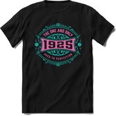 1925 The One And Only | Feest Kado T-Shirt Heren - Dames | Cobalt - Licht Roze | Perfect Verjaardag Cadeau Shirt | Grappige Spreuken - Zinnen - Teksten | Maat S