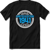 1941 Limited Edition | Feest Kado T-Shirt Heren - Dames | Wit - Blauw | Perfect Verjaardag Cadeau Shirt | Grappige Spreuken - Zinnen - Teksten | Maat M