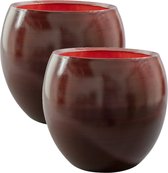 2x pots de fleurs / pots de fleurs au design moderne et élégant aspect rouge vin Dia 28 cm et Hauteur 25 cm brillant