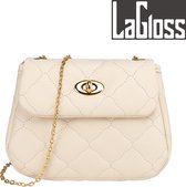 Lagloss Fashion Bag Tas Mode Wit - Doorgestikt Modisch Tasje - Type Lil Bag - SchouderTas - Straatmode - 18x12.5x3 cm