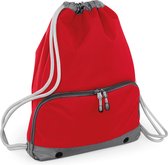 Sport gymtas rood met rijgkoord 49 x 35 cm van polyester - Groot hoofdvak - apart schoenenvak en flessenhouder