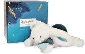 Doudou et Compagnie - Pluche Konijn - 25 cm - Wit / Pauw Blauw Pompom Konijn - Mooie Geschenkdoos - Happy Pop - Happy Doudou To You