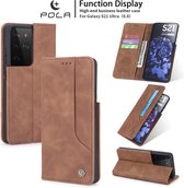 Samsung Galaxy S22 Ultra Telefoonhoesje | Hoogwaardig Leren Bookcase | Portemonnee | Bruin