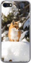 Geschikt voor iPhone 8 hoesje - Vos - Sneeuw - Boom - Siliconen Telefoonhoesje