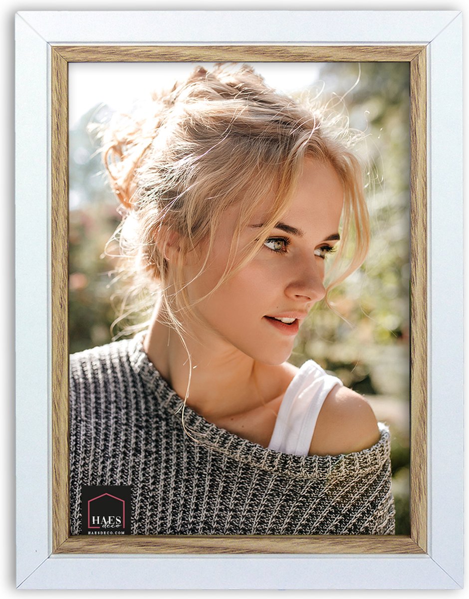 HAES DECO - Houten Fotolijst Fevik in wit met bruin voor 1 foto 13x18 - SP11218