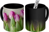 Magische Mok - Foto op Warmte Mok - Paarse tulpen - 350 ML - Uitdeelcadeautjes
