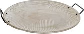 Rond kaarsenbord/kaarsenplateau whitewash hout 40 cm - Onderborden voor kaarsen op tafel