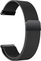 DrPhone Universele Magnetische Milanese Armband - 18mm - RVS Horlogeband - Zwart