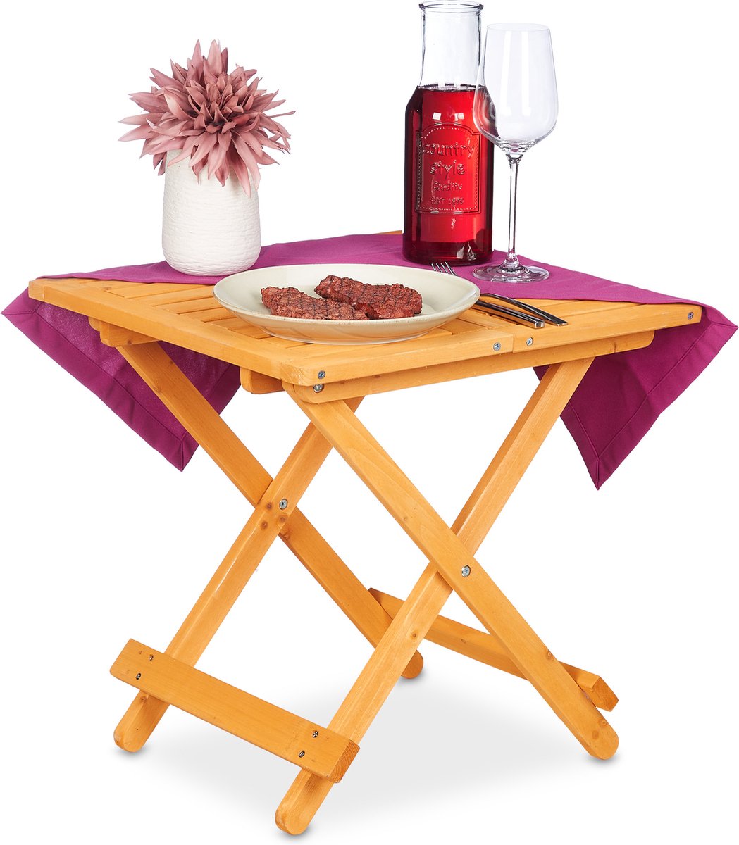 Relaxdays klaptafel hout bijzettafel inklapbaar kleine tuintafel lage balkontafel