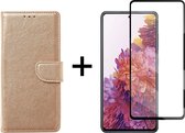 Samsung S22 Hoesje - Samsung Galaxy S22 hoesje bookcase goud wallet case portemonnee hoes cover hoesjes - Full Cover - 1x Samsung S22 screenprotector