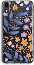 Case Company® - iPhone XR hoesje - Flowers with blue leaves - Soft Cover Telefoonhoesje - Bescherming aan alle Kanten en Schermrand