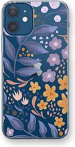 Case Company® - iPhone 12 hoesje - Flowers with blue leaves - Soft Cover Telefoonhoesje - Bescherming aan alle Kanten en Schermrand