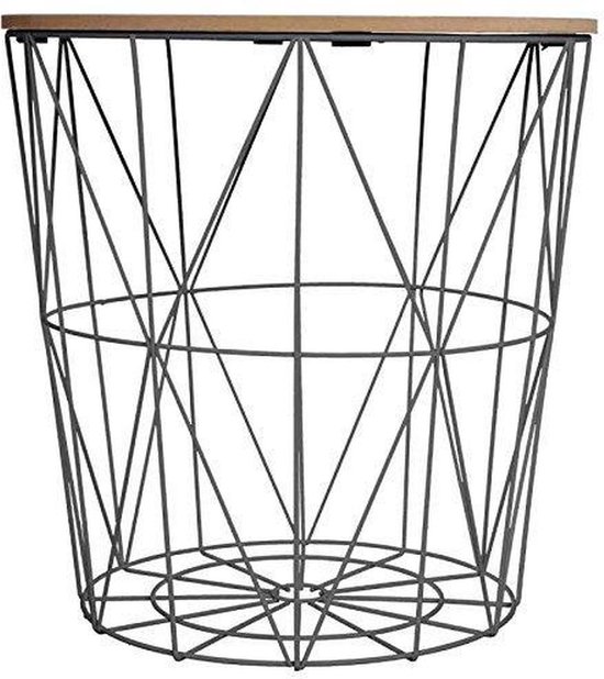 Bijzettafel - Zwart metalen draadmand - D. 39,5 cm - H. 41 cm - Made4Home