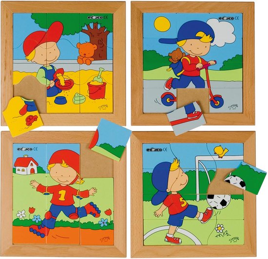 Puzzelserie 1 20x20cm 9/12 stukjes - set à 4 puzzels - Educo