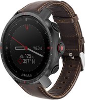 Leer Smartwatch bandje - Geschikt voor  Polar Grit X Pro leren band - donkerbruin - Strap-it Horlogeband / Polsband / Armband