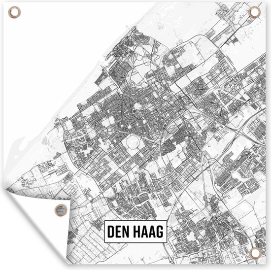 Tuin poster Stadskaart Den Haag - 200x200 cm - Plattegrond - Tuindoek - Buitenposter