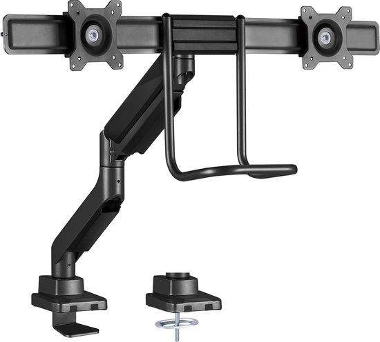 Monitor arm 2 schermen – Audizio MAD20F monitor beugel – Monitor arm gasveer – Voor 17 – 32 inch schermen – Zwart