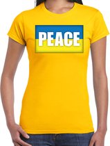 Peace t-shirt geel dames - Oekraine protest/ demonstratie shirt - vrede - Oekraiense vlag L