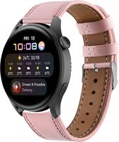 Leer Smartwatch bandje - Geschikt voor  Huawei Watch 3 - Pro bandje leer - roze - Strap-it Horlogeband / Polsband / Armband