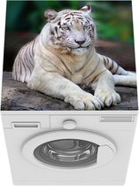 Wasmachine beschermer mat - Witte tijger - Boomstam - Bos - Breedte 60 cm x hoogte 60 cm