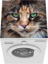 Wasmachine beschermer mat - Maine Coon kat met groene ogen - Breedte 60 cm x hoogte 60 cm