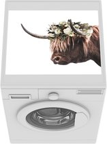 Wasmachine beschermer - Wasmachine mat - Schotse Hooglander - Bladeren - Hoorns - 55x45 cm - Droger beschermer