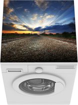 Wasmachine beschermer mat - Zonsondergang boven het treinspoor - Breedte 60 cm x hoogte 60 cm