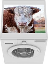Wasmachine beschermer mat - Een bruine met witte stier - Breedte 55 cm x hoogte 45 cm