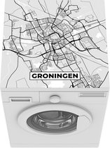 Wasmachine beschermer - Wasmachine mat - Stadskaart - Groningen - Grijs - Wit - 60x60 cm - Droger beschermer - Plattegrond