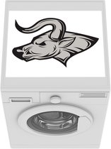 Wasmachine beschermer mat - een grijze stierenkop - Breedte 55 cm x hoogte 45 cm