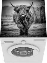 Wasmachine beschermer mat - Hooglander in zwart-wit - zwart wit - Breedte 60 cm x hoogte 60 cm