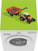 Wasmachine beschermer mat - Trekker - Aanhanger - Groen - Breedte 60 cm x hoogte 60 cm